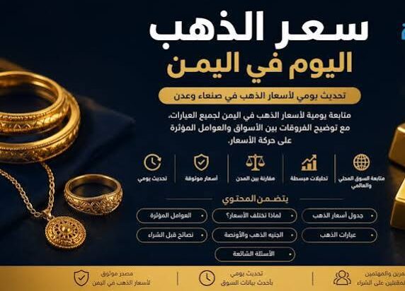 أسعار الذهب في اليمن اليوم الخميس 15 أكتوبر 2026.. تحديث عيار 21 والجنيه الذهب في صنعاء وعدن