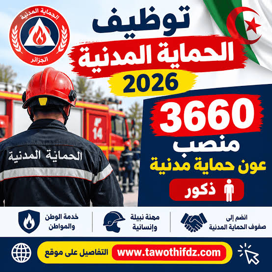 الحماية المدنية الجزائرية تعلن توظيف 3660 عونًا.. الشروط والوثائق وموعد التسجيل بالتفصيل